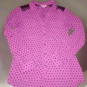 Candie's Pink Heart Print Blouse Small